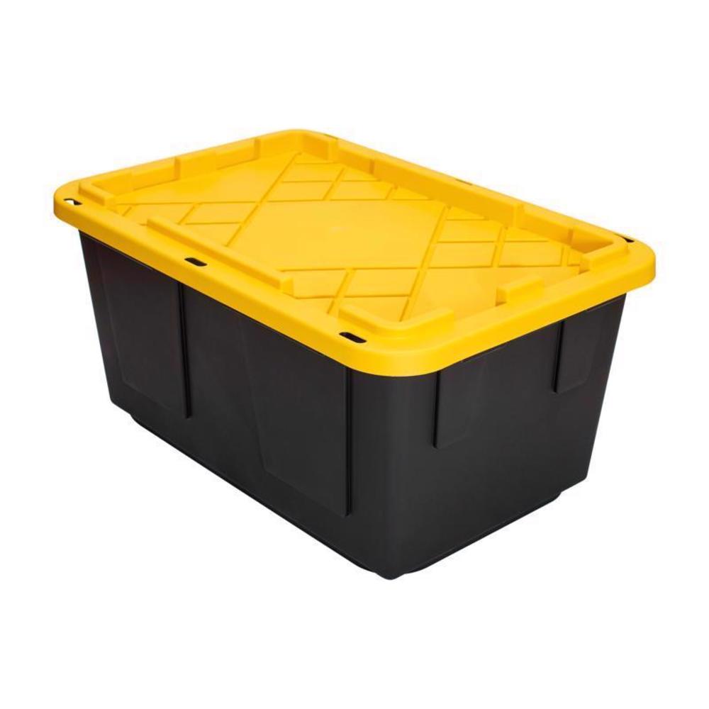 Greenmade 27 gal Black/Yellow Storage Tote 14.7 in. H X 20.4 in. W X 30.4 in. D Stackable