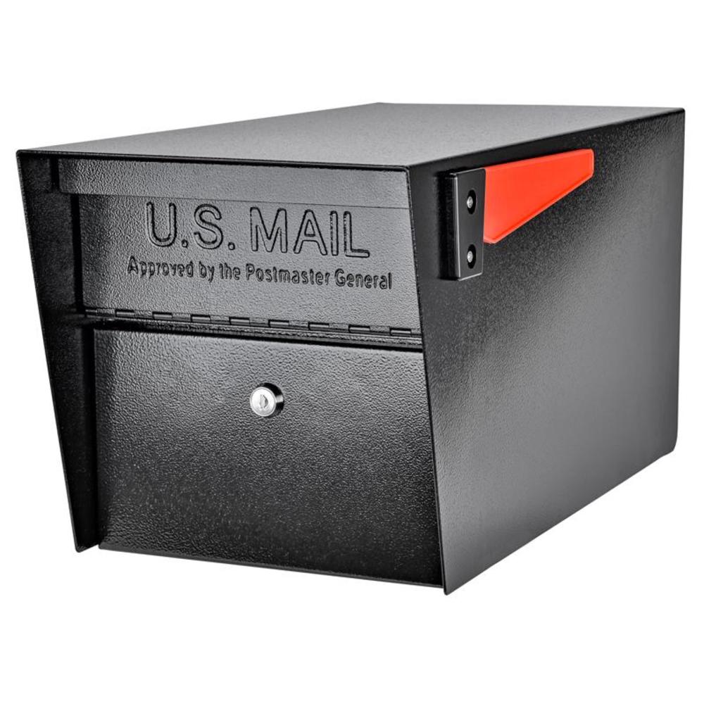 Mail Boss Mail Manager Modern Galvanized Steel Post Mount Black Locking Mailbox