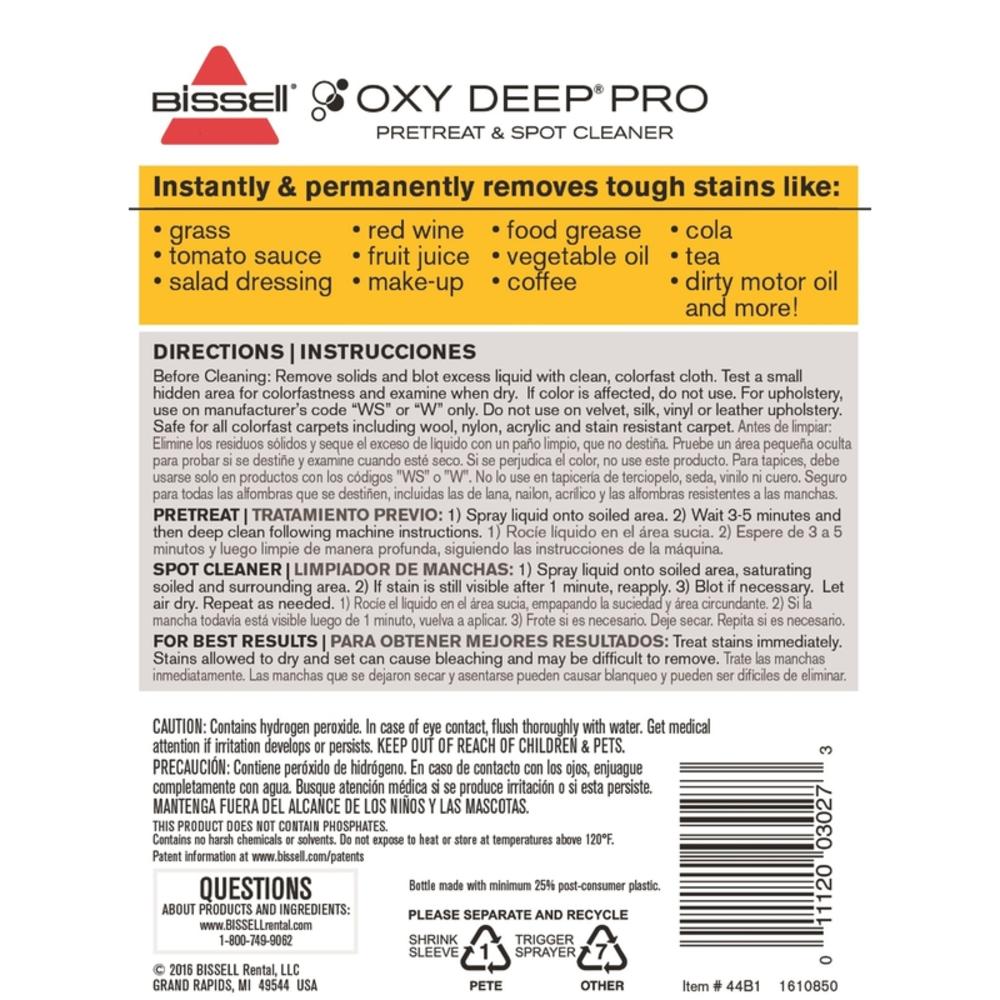 Bissell Oxy Deep Pro No Scent Stain Remover 22 oz Liquid