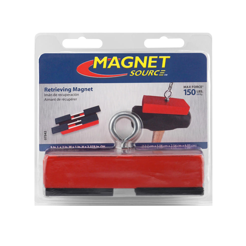 Magnet Source 5 in. L X 2 in. W Red Retrieving Magnet 150 lb. pull 1 pc