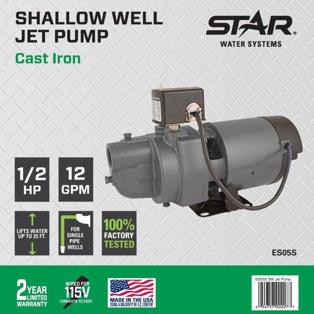 Star Water Systems 1/2 HP 930 gph Cast Iron Shallow Well Pump