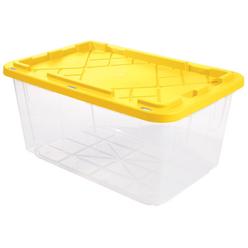 Greenmade 27 gal Clear/Yellow Snap Lock Storage Box 14.7 in. H X 20.4 in. W X 30.4 in. D Stackable