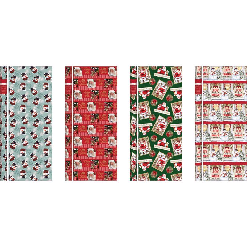 Paper Images Assorted Santas and Snowman Gift Wrap