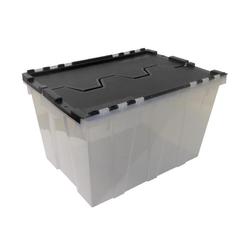 Greenmade Instaview 12 gal Black/Clear Hinged-Lid Tote 12.9 in. H X 15.3 in. W X 21.6 in. D Stackabl