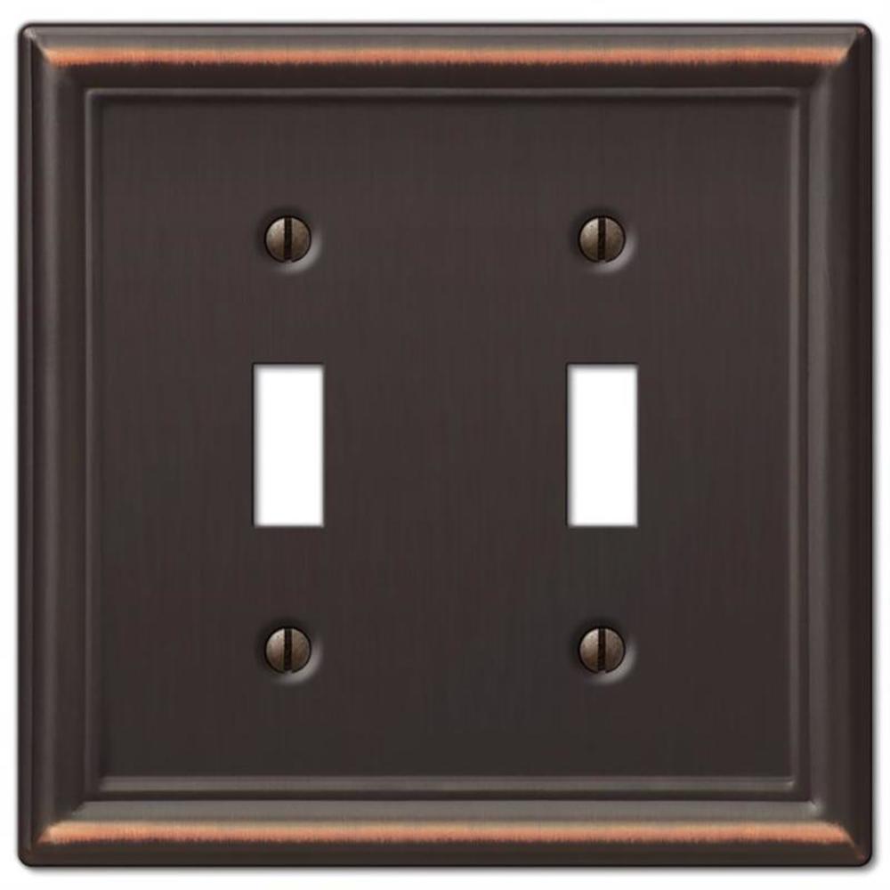 Amerelle Chelsea Aged Bronze 2 gang Stamped Steel Toggle Wall Plate 1 pk