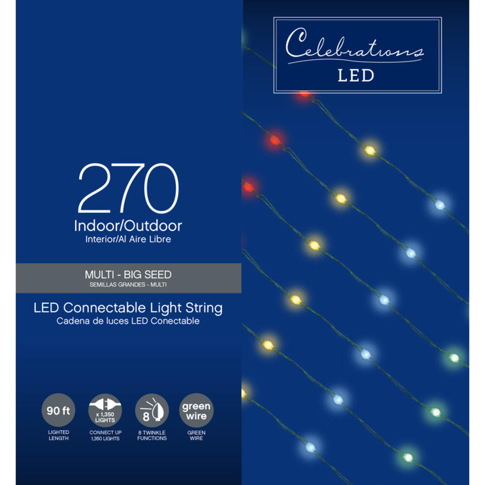 Celebrations LED Micro Multicolored 270 ct String Christmas Lights 90 ft.