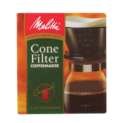 melitta pour-over coffee brewer w/ glass carafe, holds 6 - 6 oz cups, black