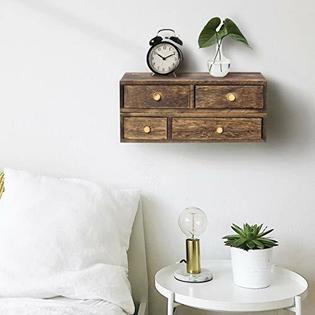 Y Me Ym Floating Shelf W Drawer Wall Mounted Set Of 2 Rustic Wood Wall Floating Shelves