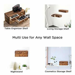 Y Me Ym Floating Shelf W Drawer Wall Mounted Set Of 2 Rustic Wood Wall Floating Shelves
