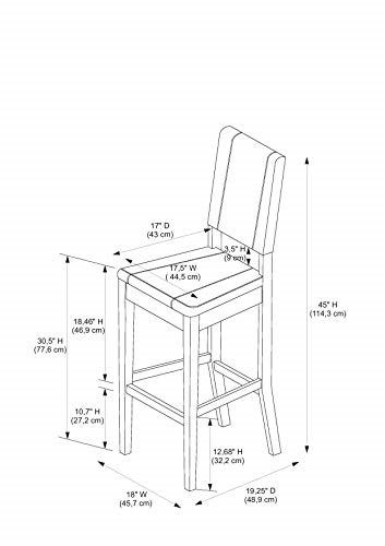 Linon Home Dcor Linon Home Decor Milano Bar Stool, 30-Inch