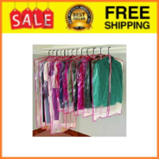 Storage Dynamics Garment Bags Clear Vinyl Poly Plastic Clothes Hanging Bag Moth Proof Pack Of 13