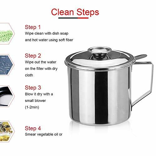 Benkhard Bacon Grease Container With Stainless Steel Grease Strainer Perfect As Pan