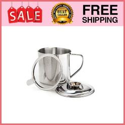 Benkhard Bacon Grease Container With Stainless Steel Grease Strainer Perfect As Pan