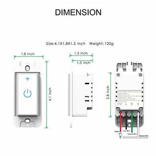 Lesim Wifi Light Switch Smart Switch 2 Gang Touch Wall Switch