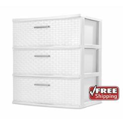 Sterilite 3 Drawer White Narrow Storage Cart