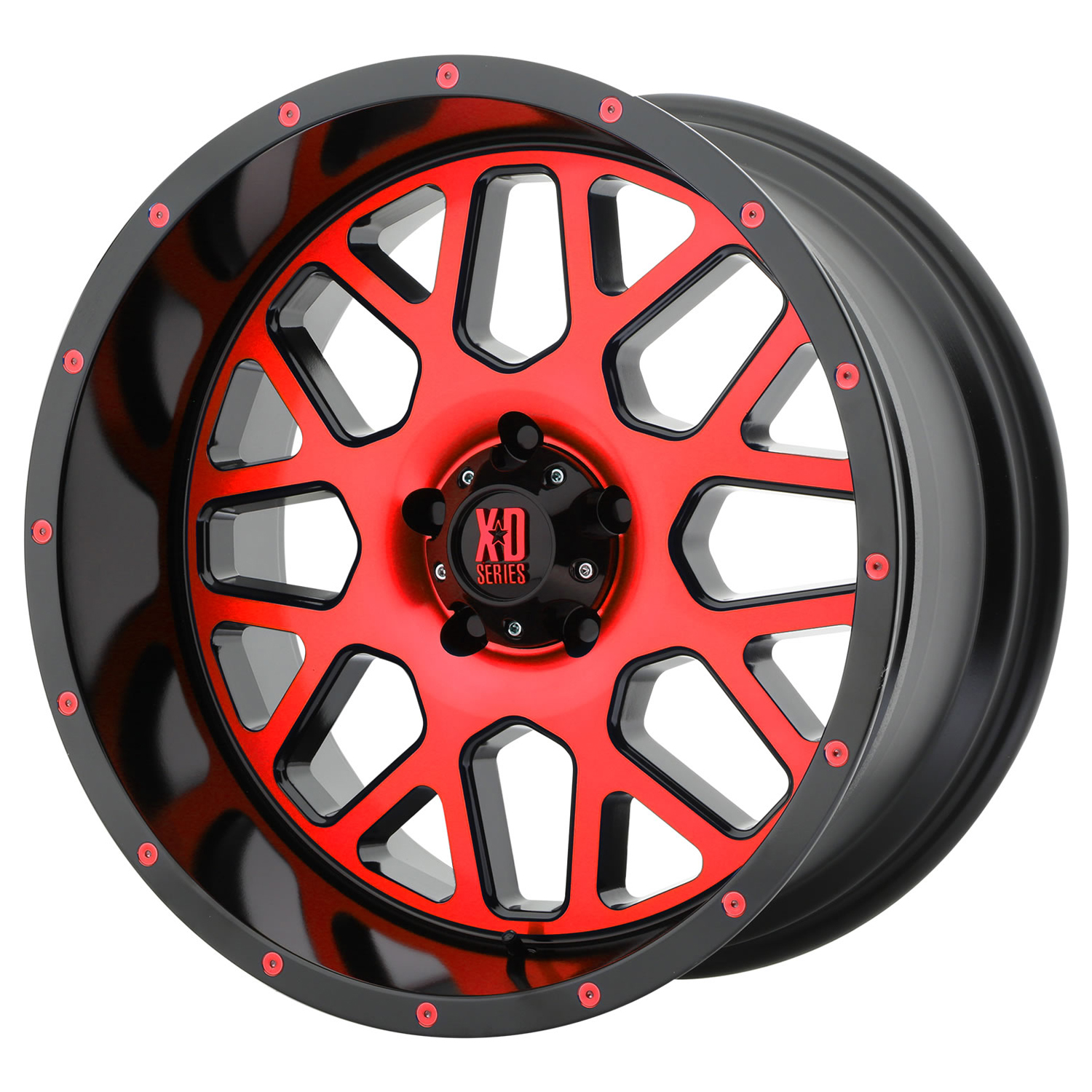XD Series Grenade 20x9 5x127 0et Satin  Black Milled With Red Clear Coat Wheel
