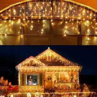 Brand Kiflytooin Led Icicle Lights Outdoor Christmas Decorations 400led 8 Warm White Outdoor Christmas Icicle Lights