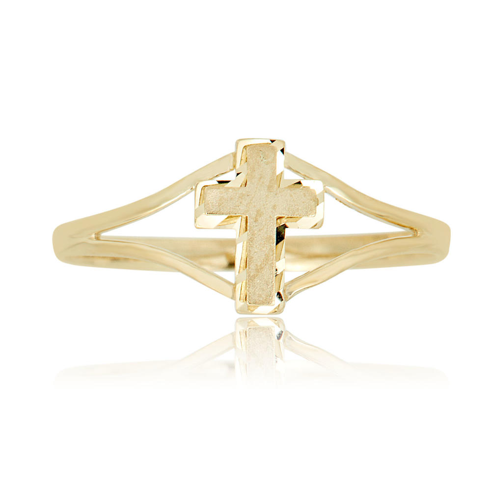AVORA 10K Yellow Gold Cross Ring, Size 4  - Size 4
