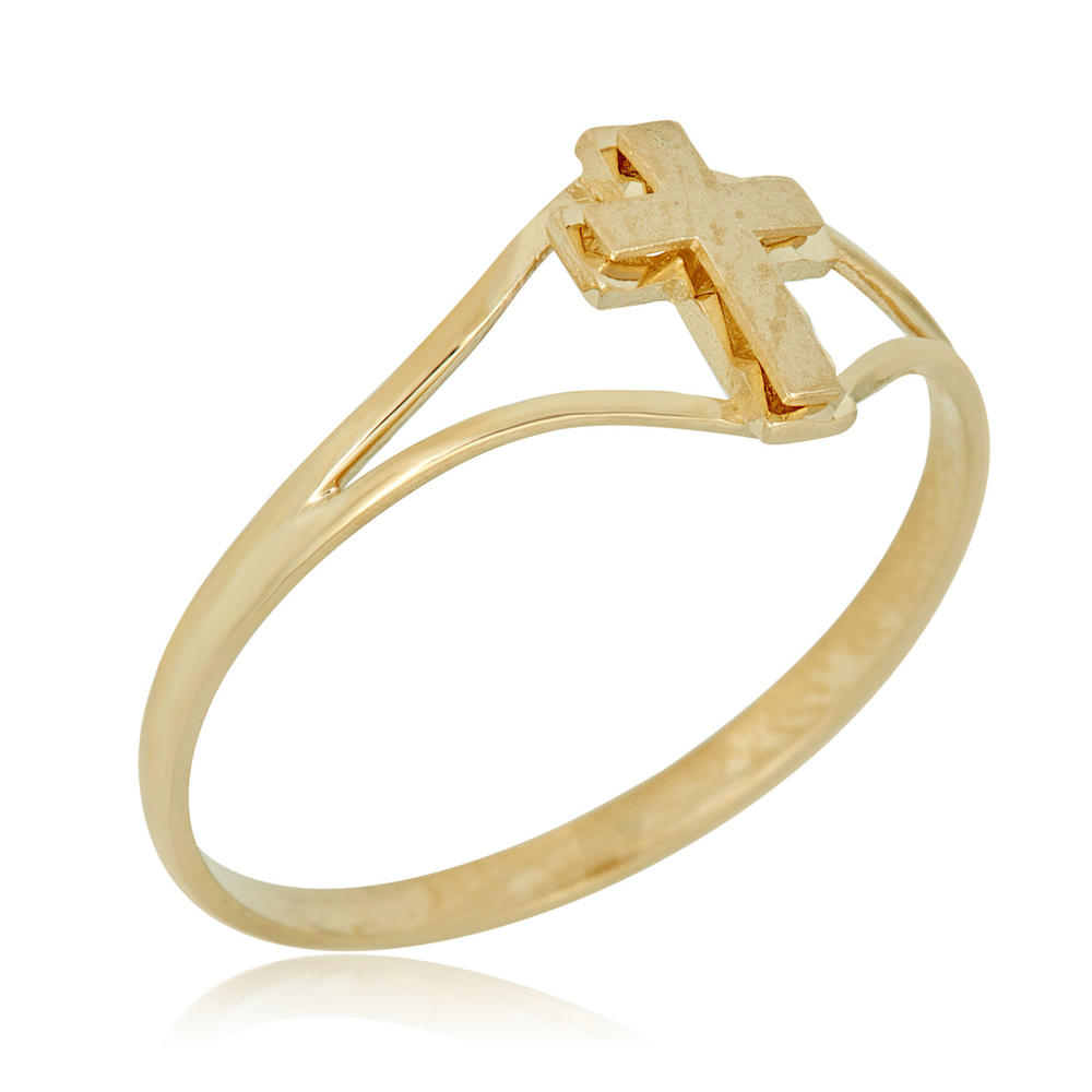 AVORA 10K Yellow Gold Cross Ring, Size 4  - Size 4