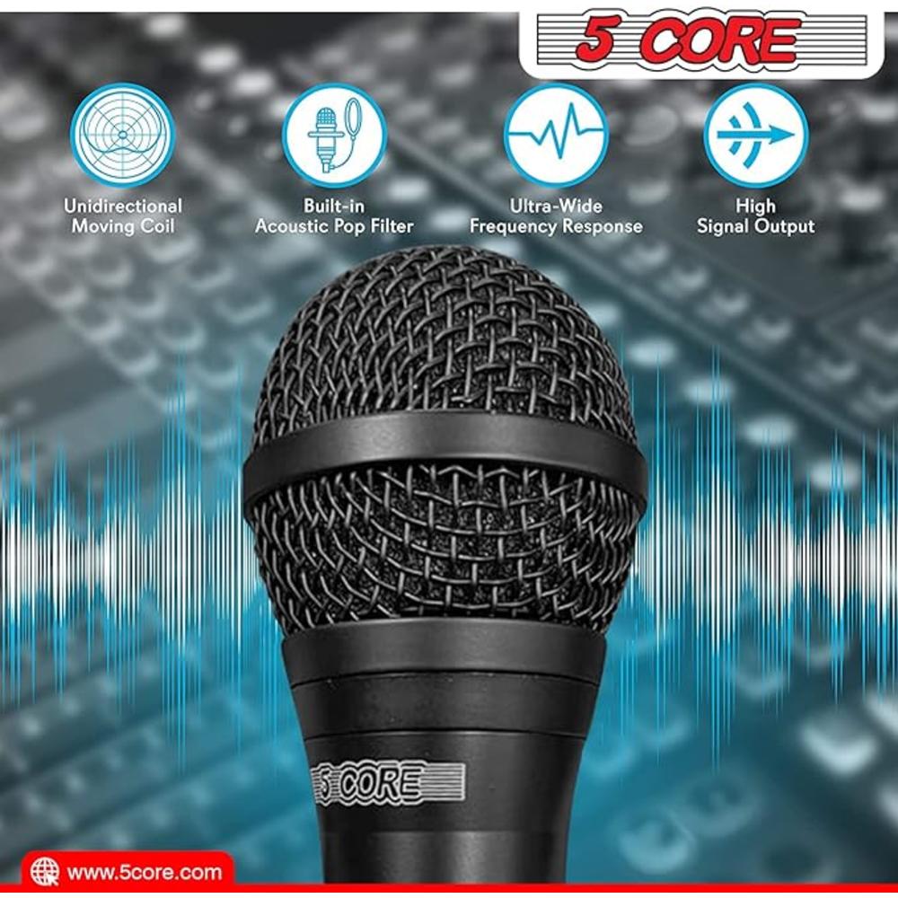 5 Core Professional Dynamic Vocal Microphone - Unidirectional Handheld Mic XLR Karaoke Microphone