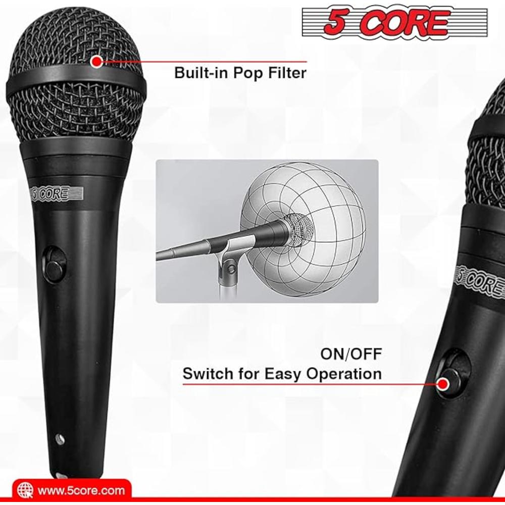 5 Core Professional Dynamic Vocal Microphone - Unidirectional Handheld Mic XLR Karaoke Microphone