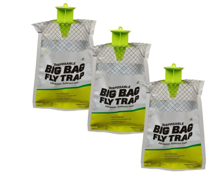 D-RESCUE Outdoor Disposable Hanging Big Bag Fly Trap - 3 Traps Kill up to 40,000 Flies with Attractant 