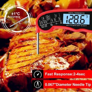 MITAOSLIM Waterproof Digital Instant Read Meat Thermometer with 4.6”  Folding Probe Backlight & Calibration Function for