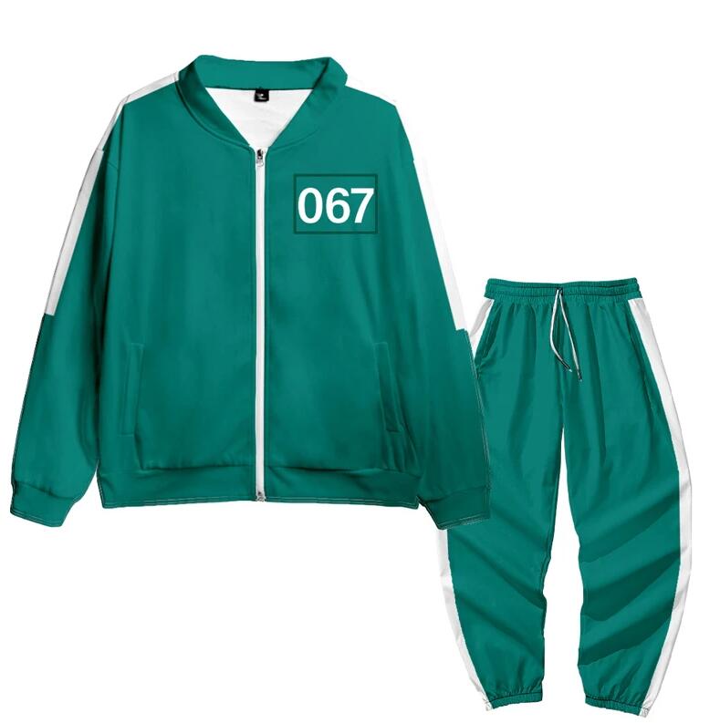 Squid Game Unisex Squid Game Cosplay Costume Long Sleeve Tracksuit Green