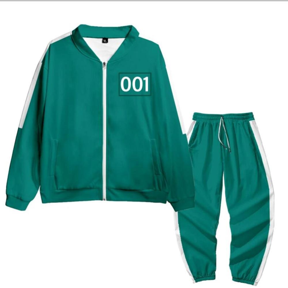 Squid Game Unisex Squid Game Cosplay Costume Long Sleeve Tracksuit Green