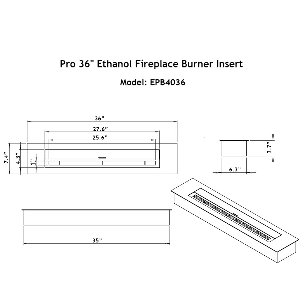 Regal Flame Pro 36 Ventless Bio Ethanol Fireplace Burner Insert 7 4 Liter