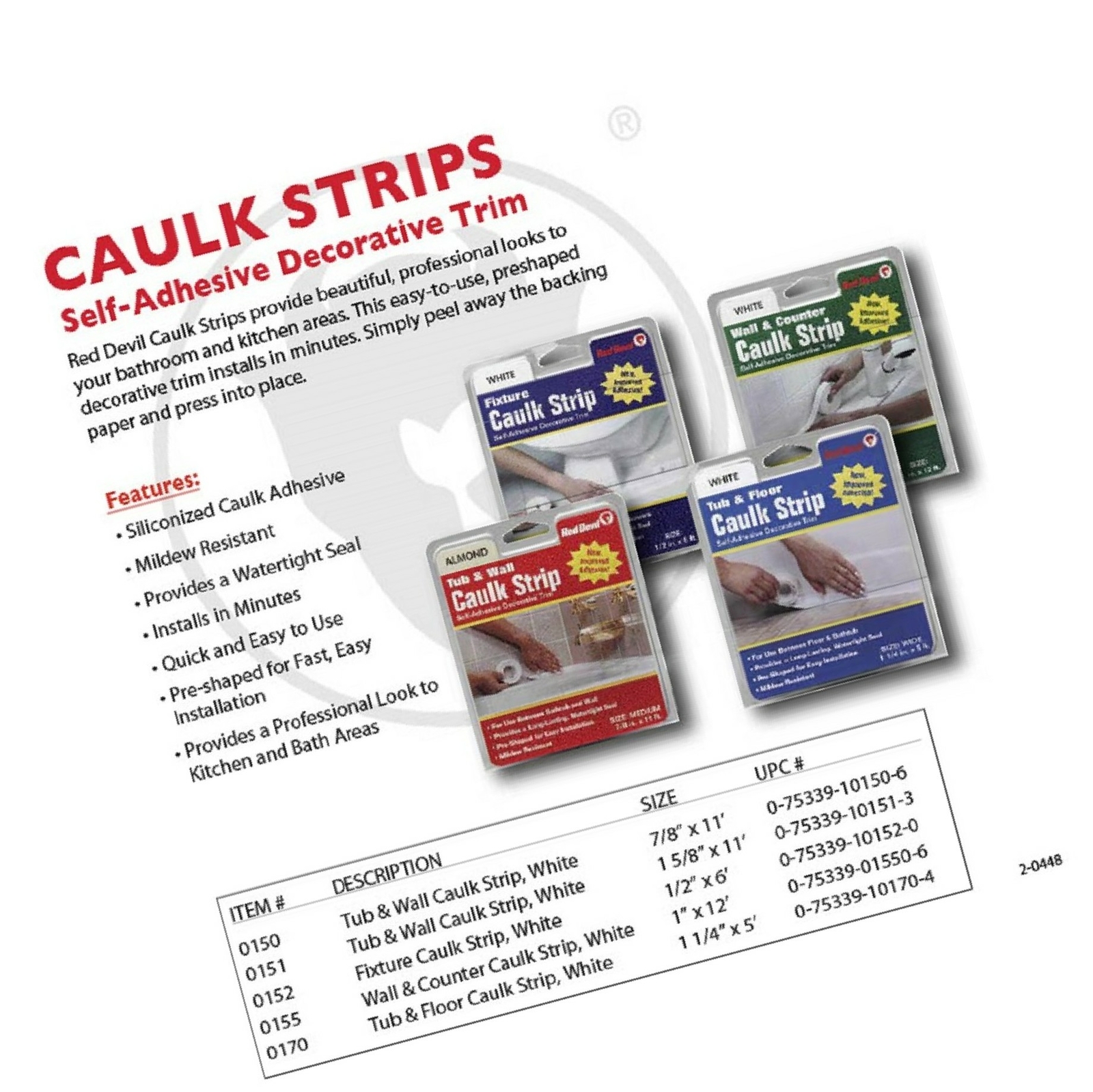 Red Devil 0151 Tub Wall Caulk Strip Wide 1 5 8 In X 11 Ft 1 5 8 X 11