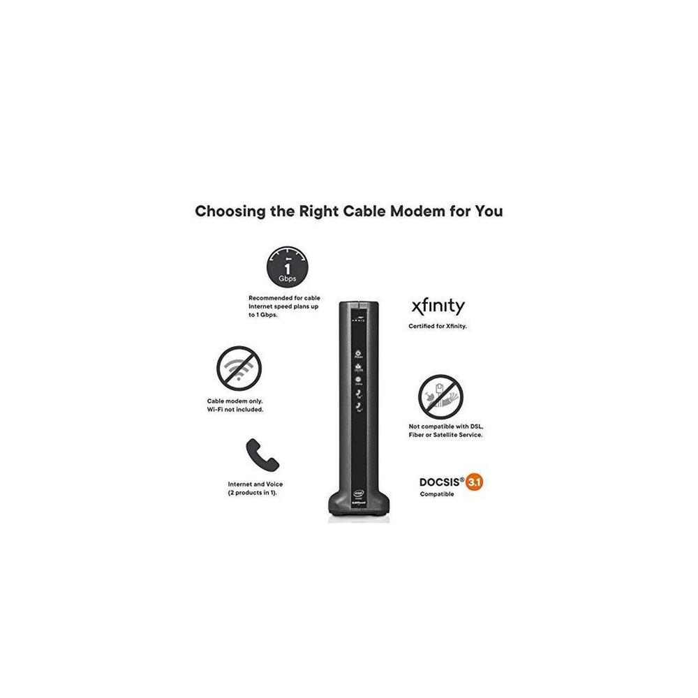 Arrs ARRIS Surfboard T25 DOCSIS 3.1 Gigabit Cable Modem, Certified for Xfinity Internet & Voice (Black)
