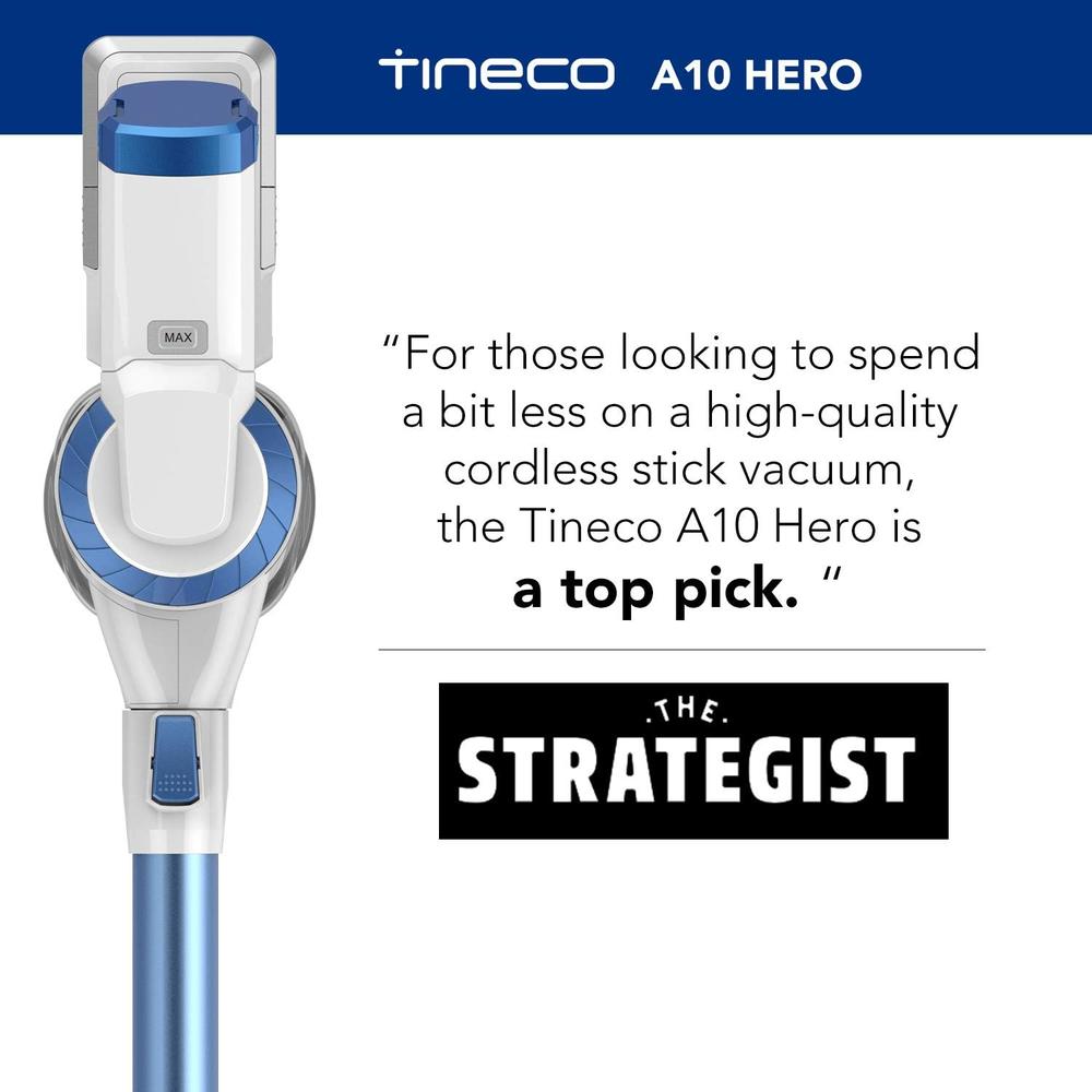 Tineco A10 Hero Cordless Stick/Handheld Vacuum Cleaner, Super Lightweight with Powerful Suction for Carpet, Space Blue