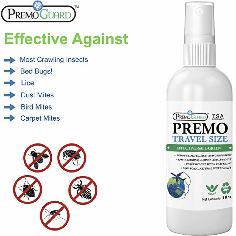 Premo Guard Travel Bed Bug, Lice & Mite Killer Spray – 3 oz TSA Compliant – Natural Non Toxic