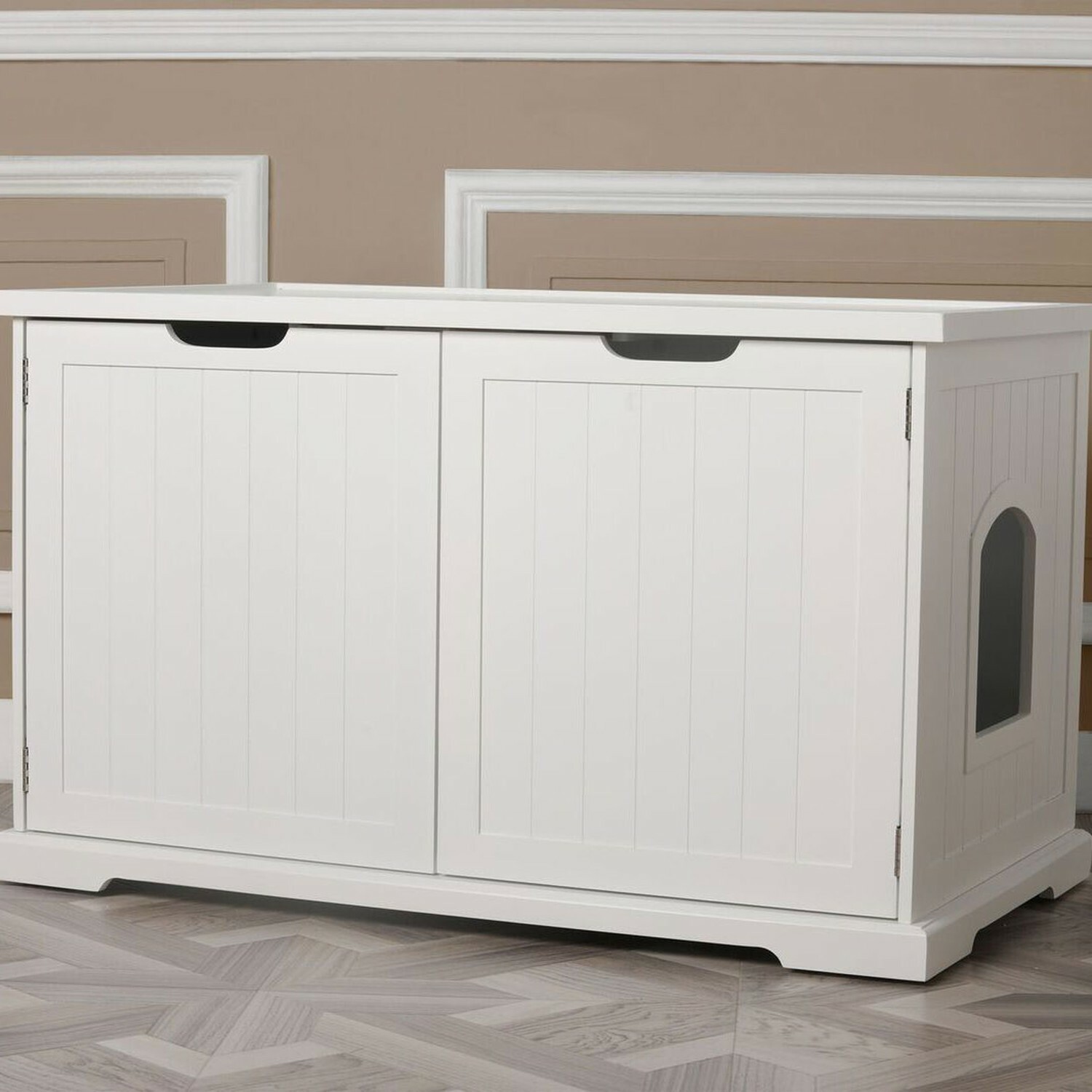 Merry Products Decorative Bench With Enclosed Cat Litter Washroom Box White