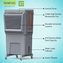 Symphony 3-in-1 Evaporative Air Cooler, Indoors, Outdoors, Portable Swamp Cooler, Timer, Auto Swing, 3 Speeds