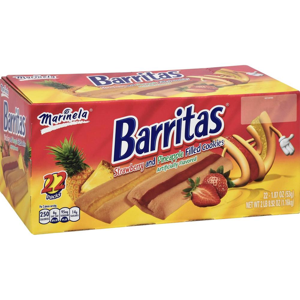 Marinela Barritas Strawberry and Pineapple Filled Cookies: 44 Packs of 1.87 Oz