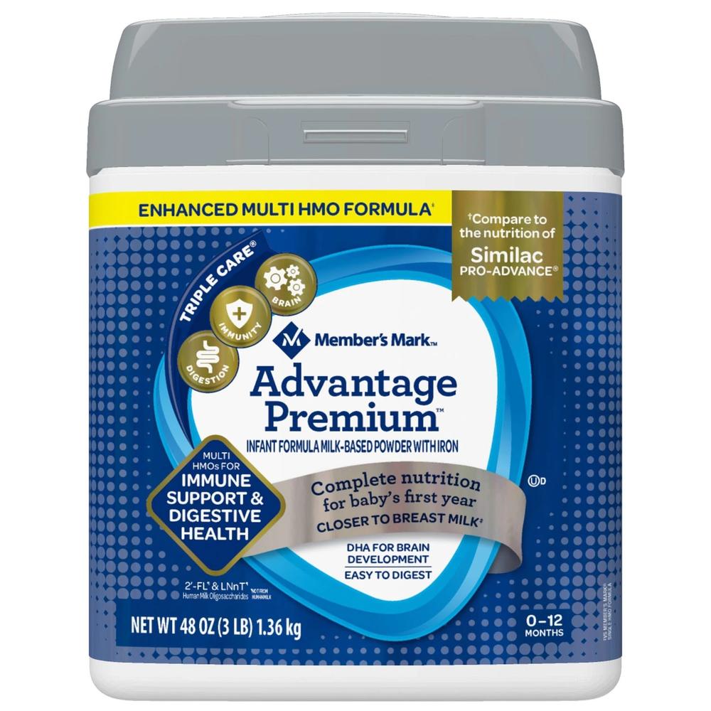 Back Mark Formule Member's Mark Advantage Premium Baby Formula, 48 Ounce