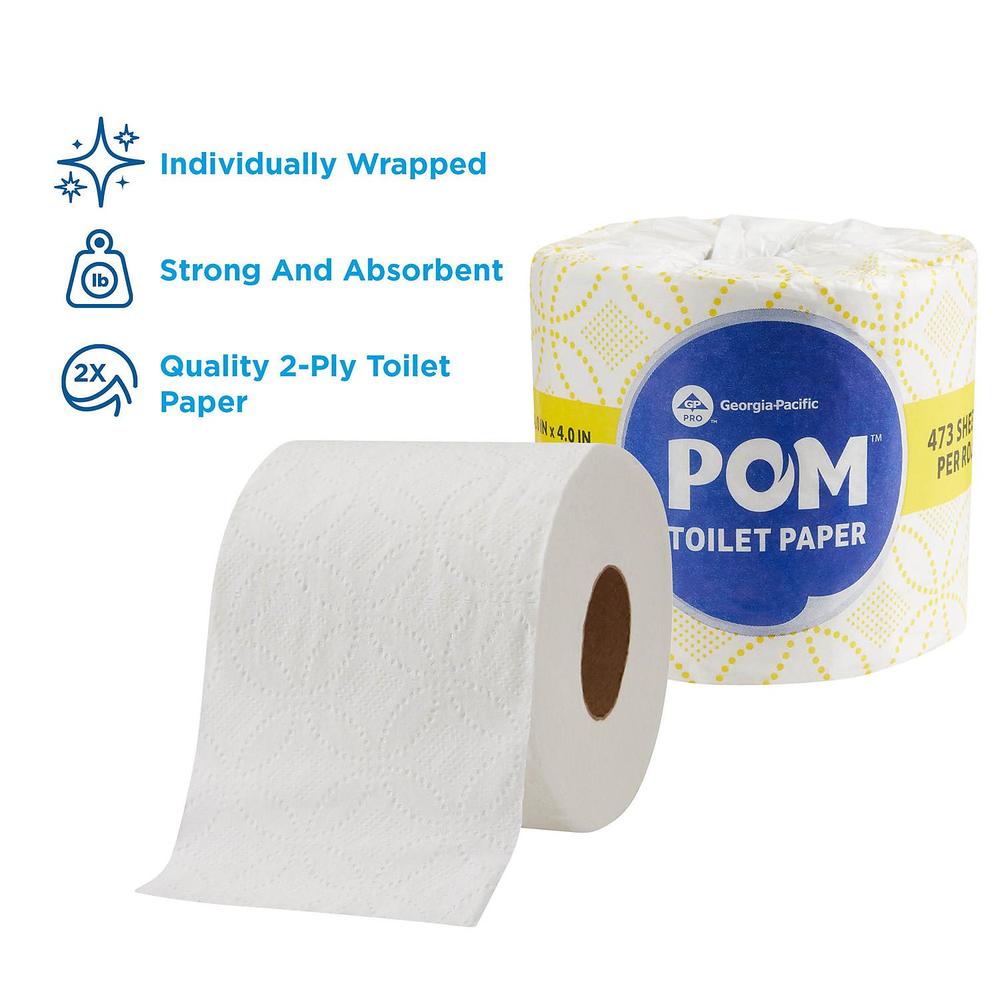POM Bath Tissue, 2 Ply/473 Sheets (45 Rolls)