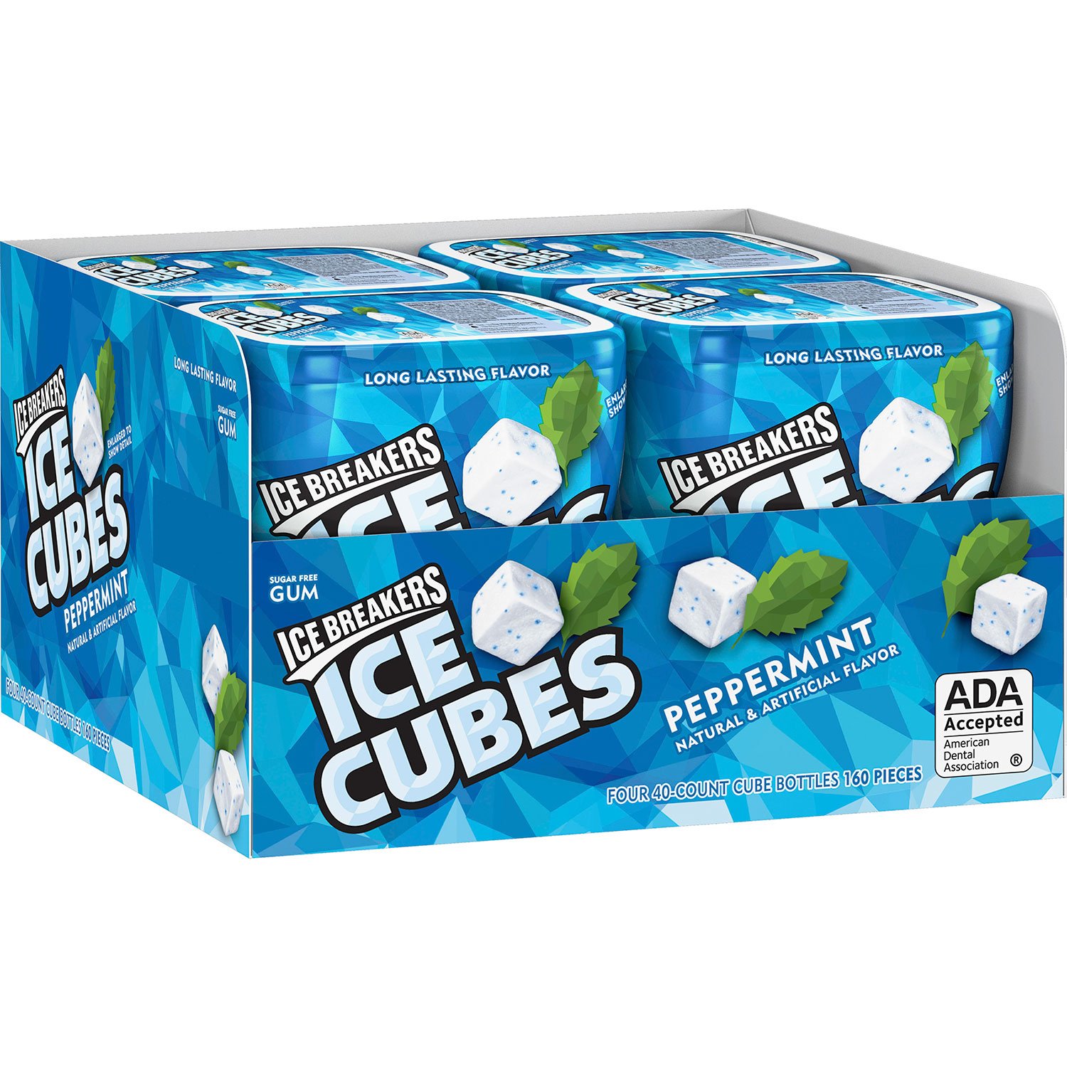Ice Breakers Ice Cubes Gum, Peppermint (4 Count, 40 pc. ea.)