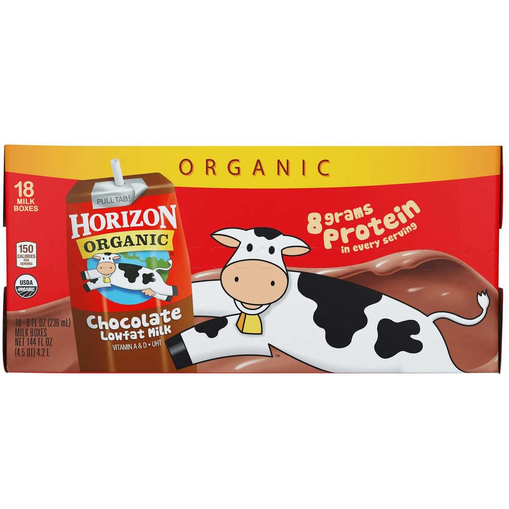 Horizon Organic Lowfat Milk, Chocolate, 8 Fluid Ounce (18 Count)