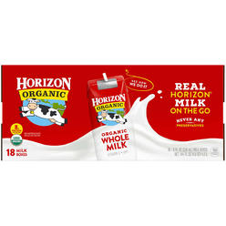 Horizon Organic Whole Milk, 8 oz, 18-count
