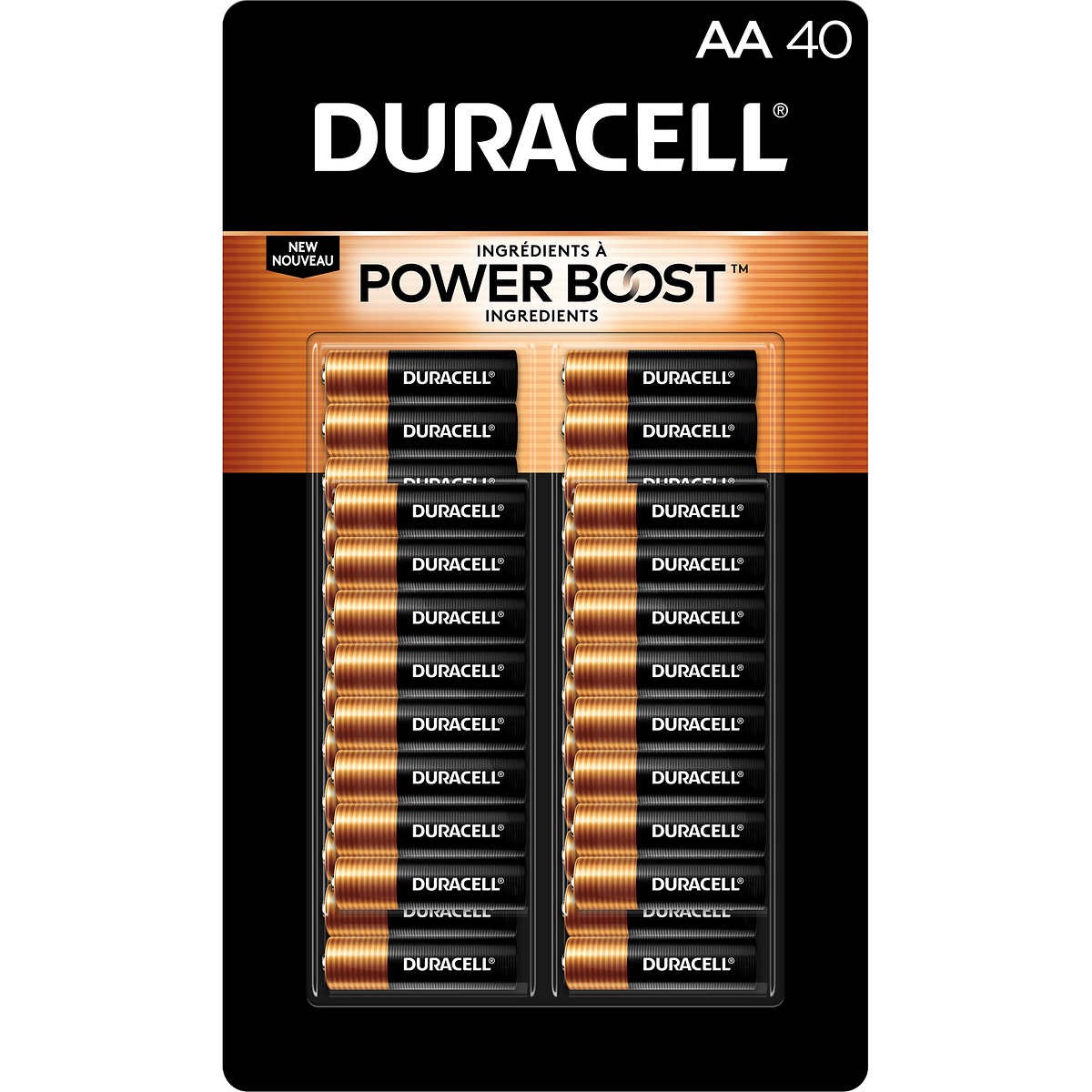 Duracell Power Boost Coppertop Alkaline AA Batteries, 40 Count
