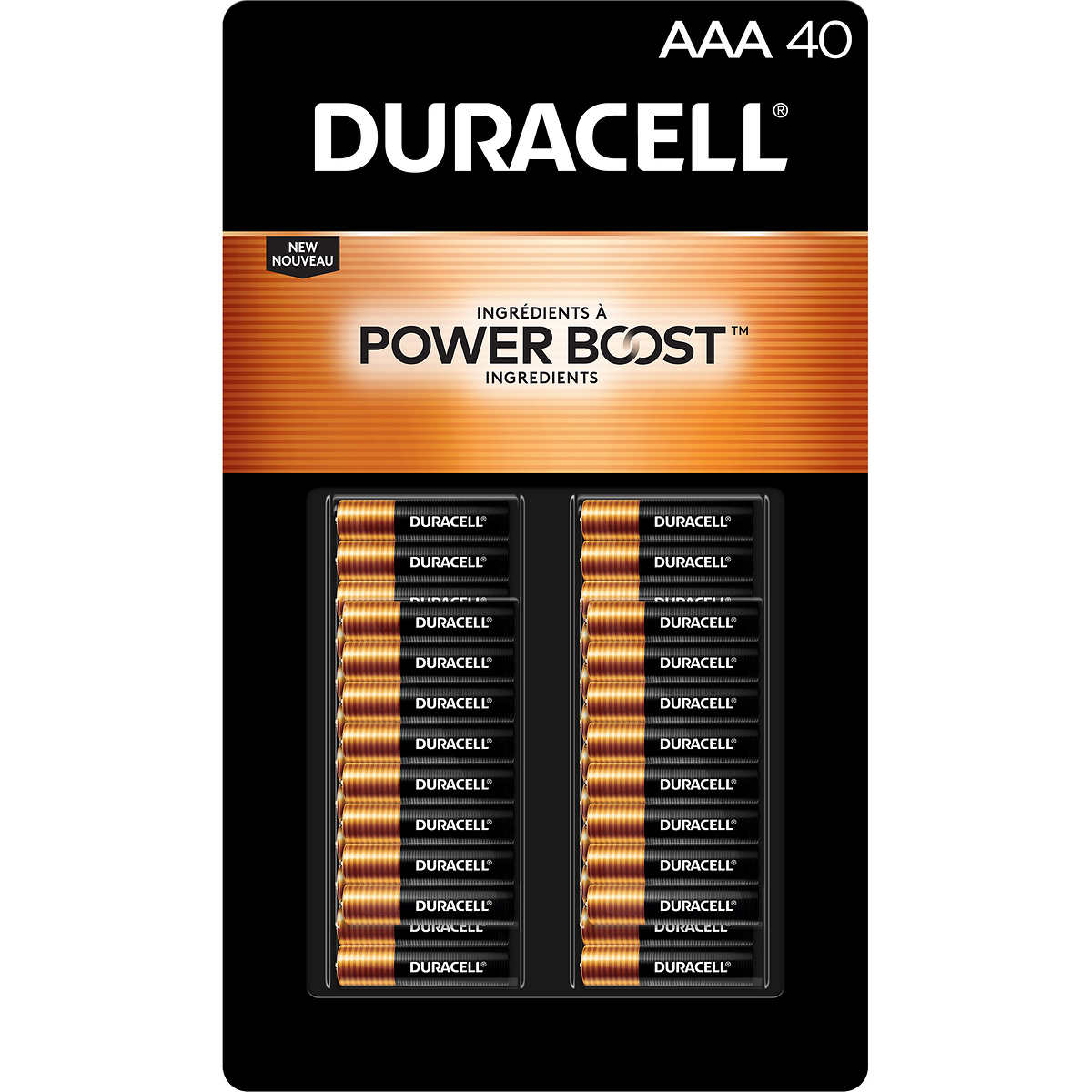 Duracell Power Boost Coppertop Alkaline AAA Batteries, 40 Count