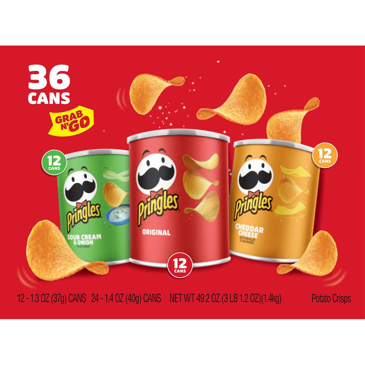 Pringles Grab & Go Potato Crisps, Variety, 36 Count