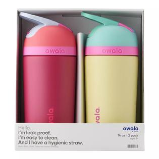 980415213 Owala Kids Flip Stainless Steel Water Bottle, 14 Ounce (2 Pack) -  Pink/Yellow