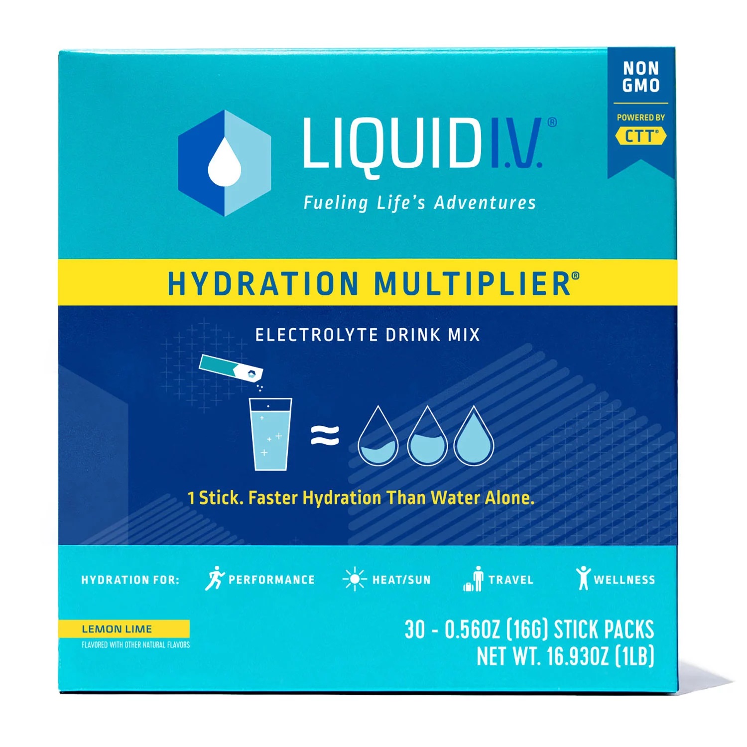 Liquid IV Hydration Multiplier Electrolyte Drink Mix, Lemon Lime (30 Count)