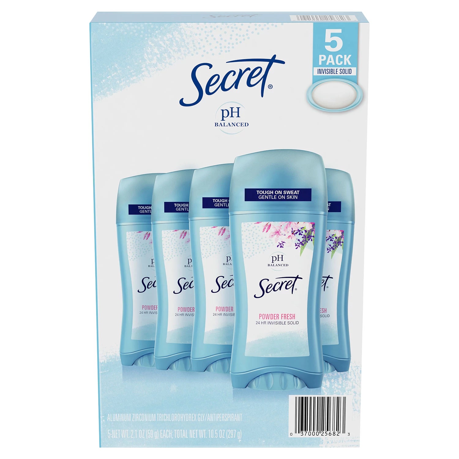 Secret Invisible Solid Antiperspirant and Deodorant, Powder Fresh (2.1 Oz, 5 Ct)
