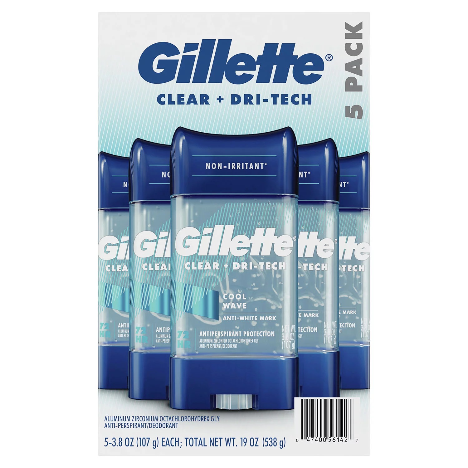 Gillette Cool Wave Clear Gel Men’s Antiperspirant and Deodorant (3.8 Oz., 5 Pk.)