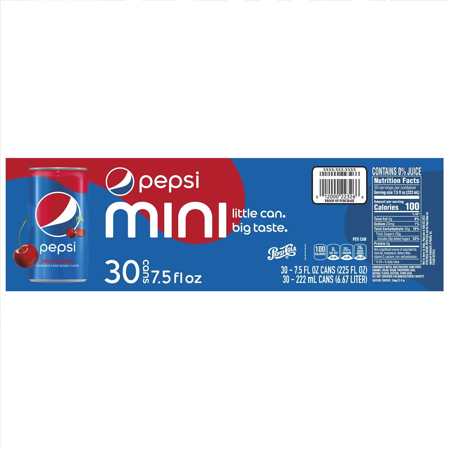 Pepsico Pepsi Wild Cherry Mini Cans, 7.5 Fluid Ounce (30 Count)